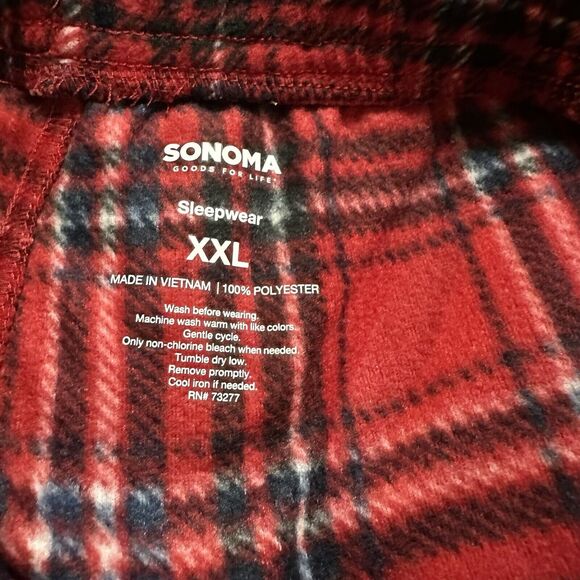Sonoma Pants Men’s Sz XXL Red Soft Fleece Plaid Sleep Cozy Pockets Drawstrings - Picture 6 of 9